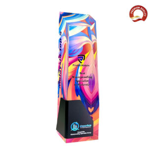 Acrylic Trophy Award with customizable engraving for corporate recognition