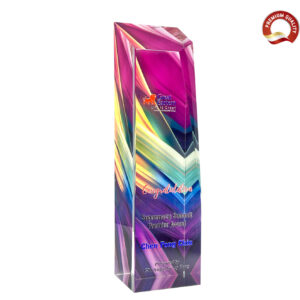 Acrylic Trophy Award with customizable engraving for corporate recognition